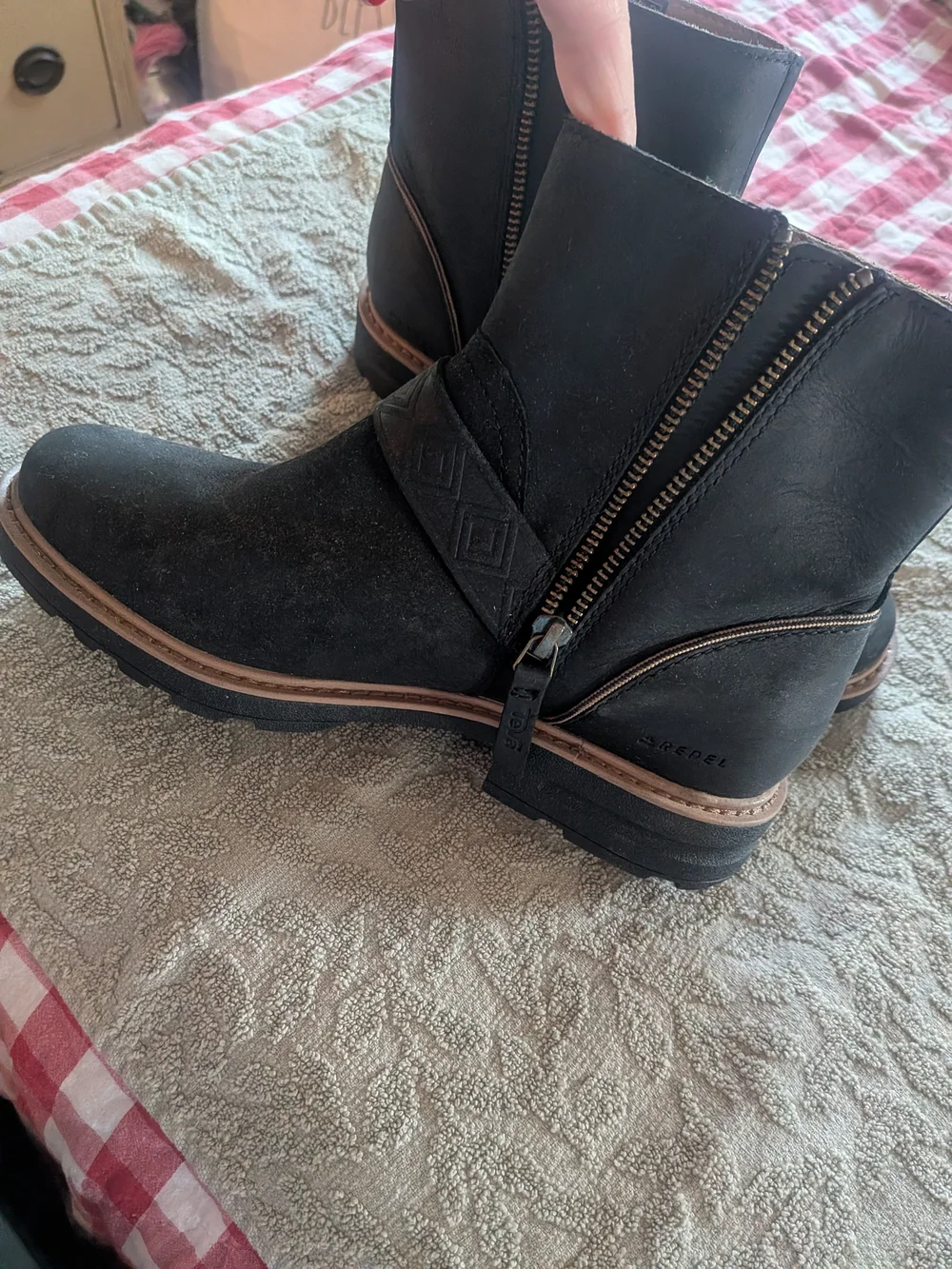 Teva Black Suede Ankle Booties with Buckle Accent